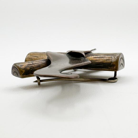 Heart's Desire Mixed Metal Brooch Silver Brass Copper Handmade Signed Collz - Picture 10 of 13